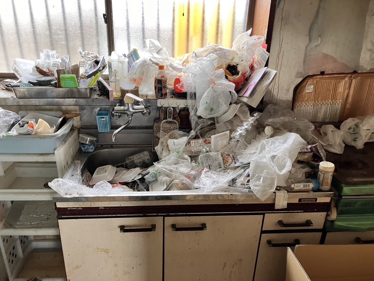 「台所に溜まったゴミの片付けと不用品処分のご依頼です」作業写真
